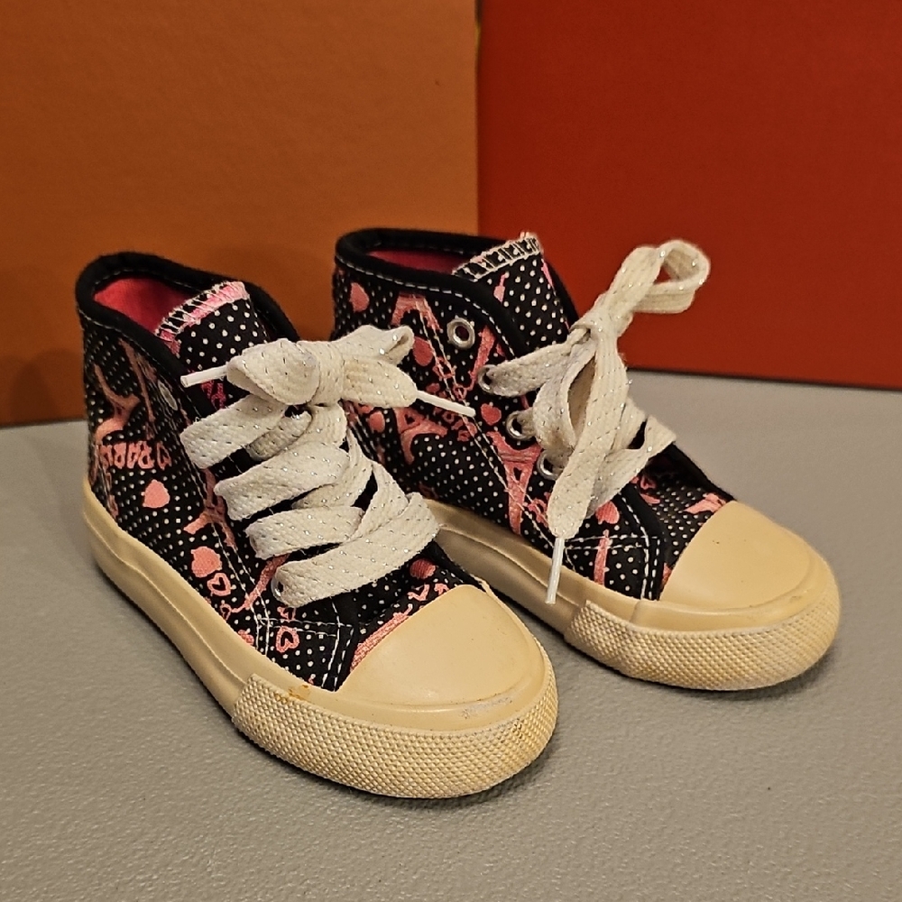Stylish Black and Pink Kids Sneakers